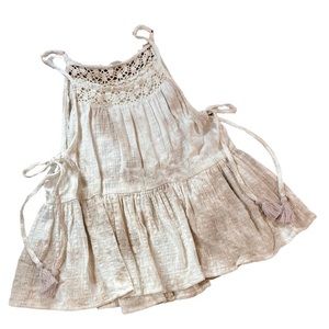 Boho Tie Dye Oversized Tank Top Ties & Tassels Aerie Size Small Crochet Neckline